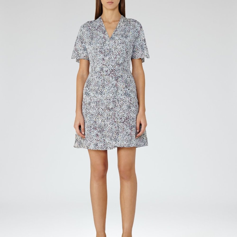 Reiss Prose Silk Printed Dress